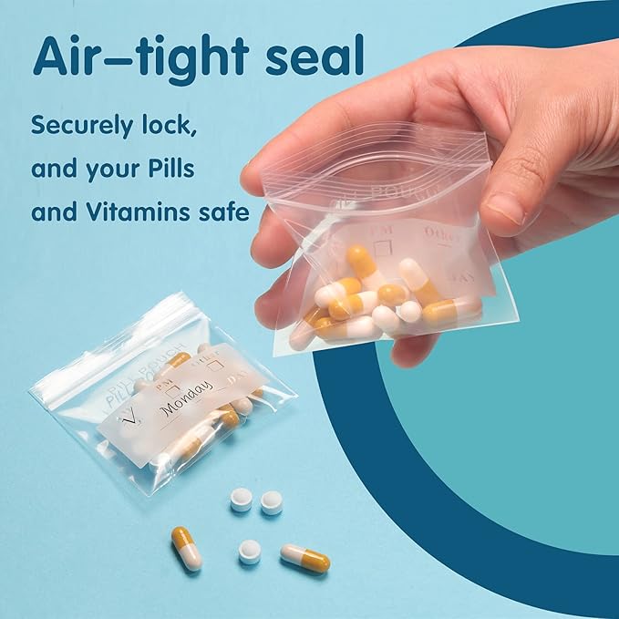 375 Packs 6 Mil Sturdy Pill Bags BPA Free Pill Pouch 3 x 2.75 Inch with Writable Label Handy Small Ziplock Plastic Bags for Travel Pill Organizer, Jewelry and Small Craft Pieces and Easy to Use