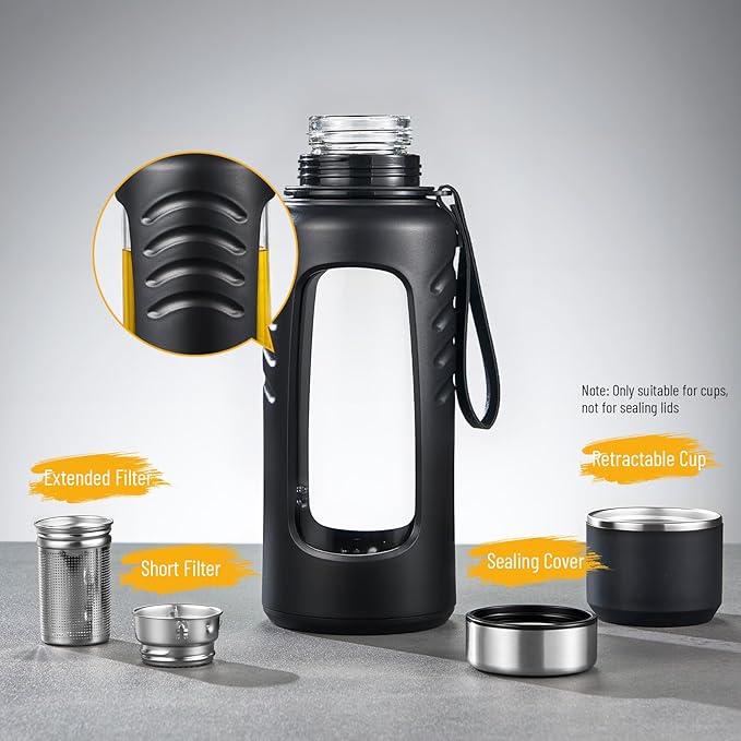 34 oz Travel Water Bottle, Anti-Slip and Anti-Scalding Sports Water Bottle, Waterbottle for Adults with Cup Brush Suitable for Outdoor Sports,Camping, Traveling