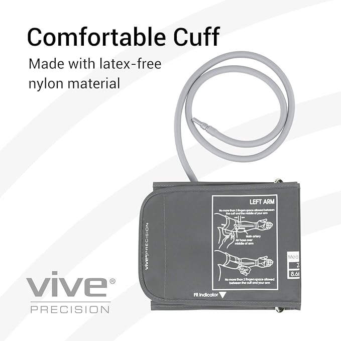 Vive Precision Blood Pressure Cuff Replacement - Compatible with Omron Series 5 & Most BP Monitors - Universal Cuff for Adults, Seniors & Elderly (Medium)