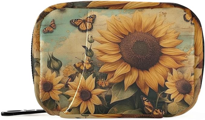 Travel Pill Case Sunflower Sky Weekly Small Pill Box 7 Day Pill Box Pill Organizer Bag