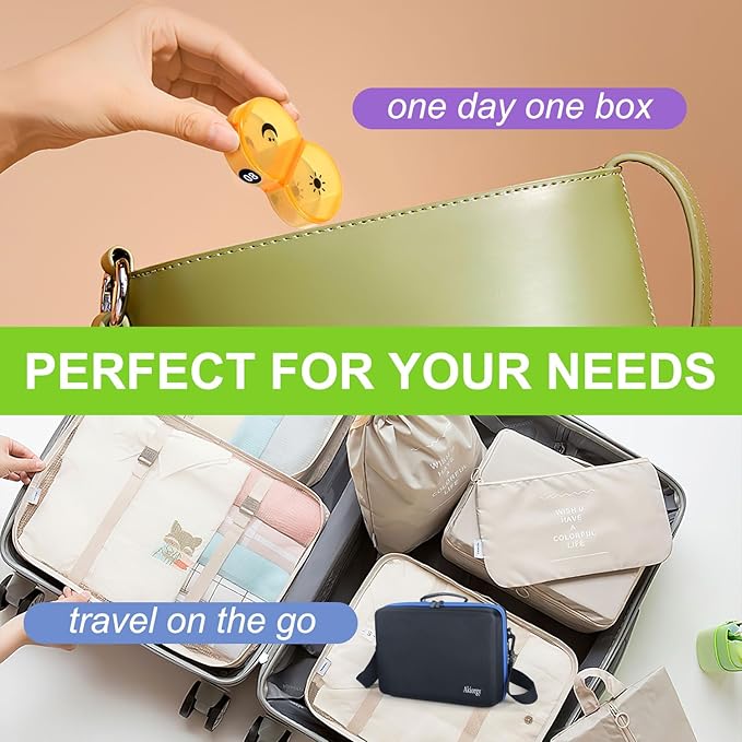 Monthly Pill Organizer Box 2 Times a Day 30 Day, Traval Pill Box with Portable Hard Case, Extra Large Medicine Box Holds Vitamin, Cod Liver Oil & Supplement
