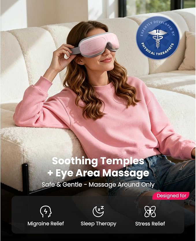 BOB AND BRAD Eye Massager FSA Eligible, EyeOasis 2 Heated Eye Massager for Dry Eyes, Temple Massager for Headache, Migraine & Tension Relief, Warm Compress Eye Massage for Stress Relief