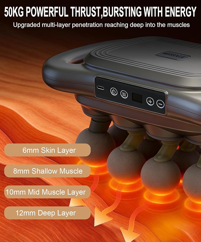 16 Head Massage Gun Set,Deep Tissue Percussion Massager with 9 Modes&Levels,Red Light Therapy,Electric Portable Muscle Massager for Back,Shoulders,Legs,Waists Muscle Pain Relief