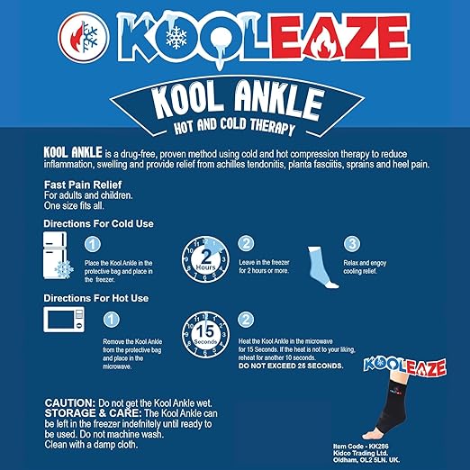 KOOLEAZE Reusable Gel Ice Pack Sleeves for Hot and Cold Therapy – Multipurpose Support | Pain Relief, Swelling Reduction, and Injury Recovery - Ankle