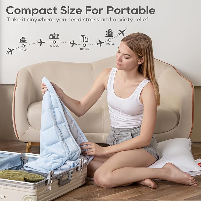 Weighted Blanket 7lbs for Adults (Double-Sided), Small Weighted Lap Pad with Reversible Warm Crystal Velvet and Cooling Tencel, Weighted Throw for Travel, Relaxationf|Machine Washable, Grey, 29" x 24"