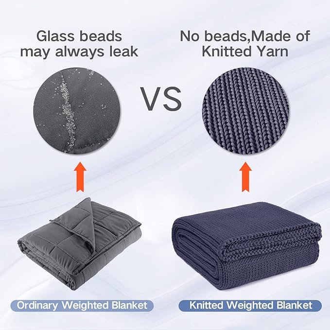 Guohaoi Knitted Weighted Blanket for Adults (Dark Grey 60"x80" 17lbs) No Beads Cooling Throw Blanket for Hot Sleepers, Home Decor Breathable Chunky Knit Heavy Blanket Use on Queen/King Size Bed