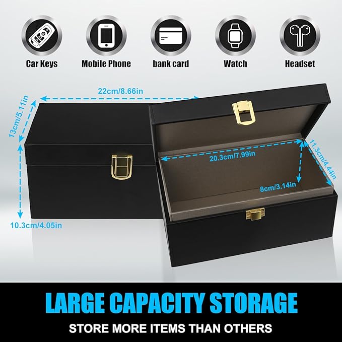 Diyife Extra Large Faraday Box, RFID Box for Car Keys with Pouch, Faraday Cage Key Fob Protector, Carbon Fiber Signal Blocker for Keyless Fob, Anti Theft Faraday Bags for Car Keys, Phones