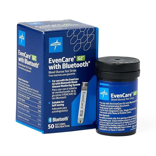 Medline EvenCare G2 with Bluetooth Test Strips, Box of 50