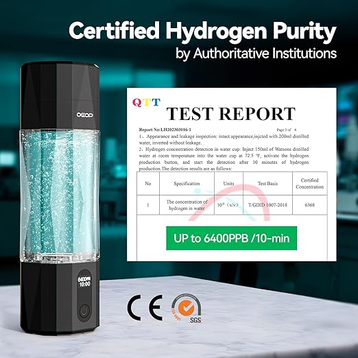 Upgrade Hydrogen Water Bottle - 6400PPB Hydrogen Water Generator, SPE/PEM Certified, 7oz Portable Hydro Water Machine, Perfect for Gym/Travel/Office & Gifts for Friends/Family