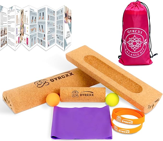 14in Extra Long Cork Balance Board - Foot Balance Cork, Foot Strengthener & Balance Kit for Plantar Fasciitis Recovery - Enhance Ankle Strength & Stability, Supports 440+ Lbs ﻿
