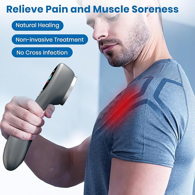 Handheld Red Light Therapy Wand with Stand, Infrared Light Therapy Device for Body, Portable Cold Red Light Therapy Gun for Muscle and Joint Pain(4 * 808nm+14 * 650nm)