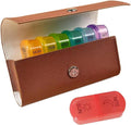 Weekly 2 Times A Day Pill Organizer for Travel 7 Day Am and Pm Portable Pill Box with Delicate Storage Bag for Pills,Vitamins,Fish Oils, Rainbow Compartments, Portable Travel Medication Container