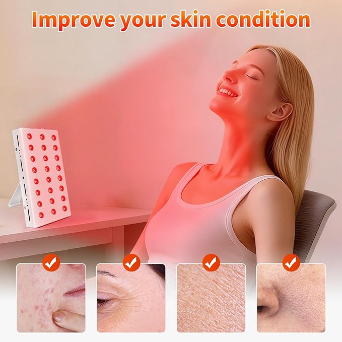 Lawind Red Light Therapy Panel for Face & Body, 660nm Red & 850nm Near Infrared Light Therapy, 24 High Power LEDs, 105mW/cm² High Irradiance LED Red Light Panel with Remote, Timer & Stand
