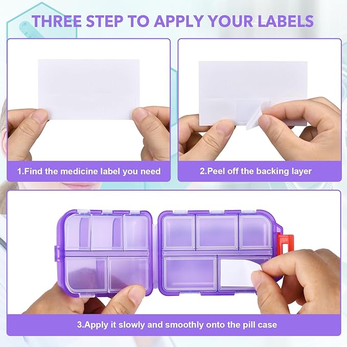1Pack Pill Organizer with 189 Medicine Labels Travel Daily Pill Container Mini Medication Organizer Storage Pill Organizer Pill Case 7 Day Pill Organizer