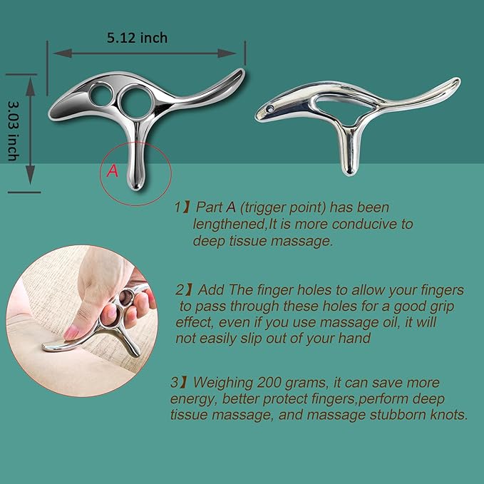BYYDDIY Gua Sha Trigger Point Massage Tool -Thumb Protector,Deep Tissue Massage,Muscle Scraper Tool (T)