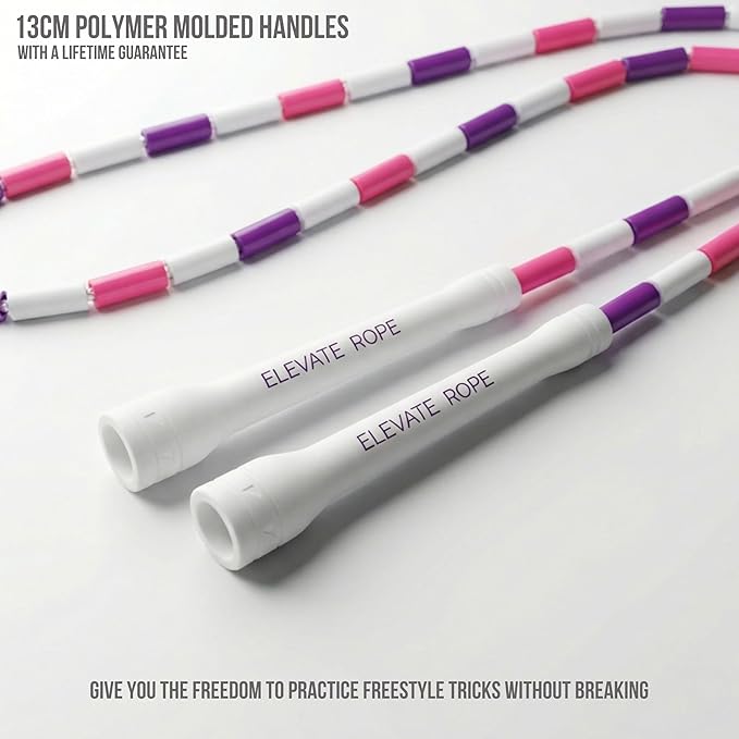 Elevate Rope Professional Beaded Jump Rope - 3m Adjustable, Quality Beads & Poly Cord - For Freestyle, Cardio & Tricks - All Levels & Indoor/Outdoor Use
