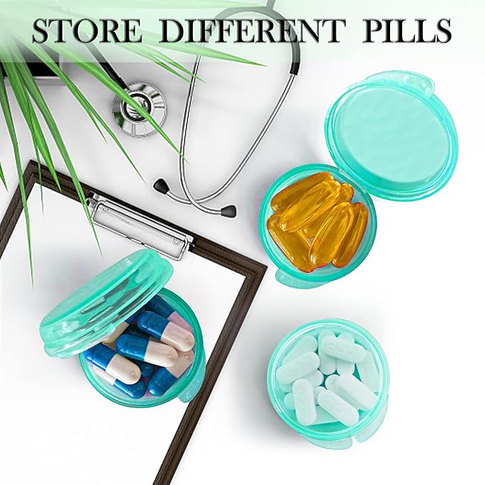 UHOUSE Small Pill Box (3 Pack), Daily Mini Pill Organizer Portable for Purse Pocket,Travel Pill Case Medicine Storage Container Earplug Case(Green)