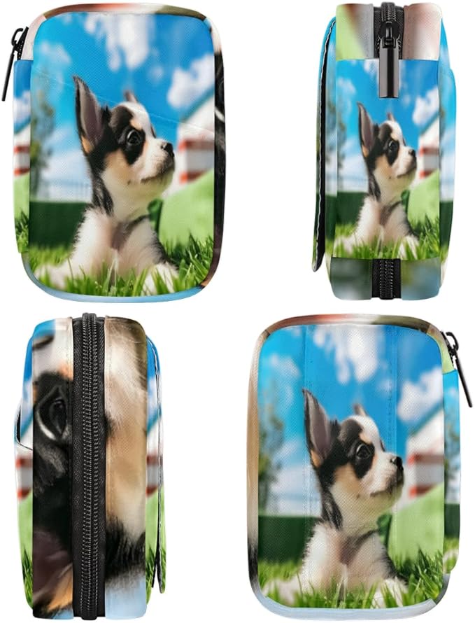 Cute Husky Print Travel Pill Organizer Bag Portable Weekly Pill Box Travel Medicine Organizer 7 Day Pill Case with Zipper for Daily Travel Family Business