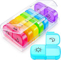 AUVON XL Weekly Pill Organizer 2 Times a Day with Large Opening for Easy Filling, AM PM Pill Box 7 Day in Rainbow Colors, Portable Travel Pill Case for Medication, Vitamins, Fish Oils, Supplements