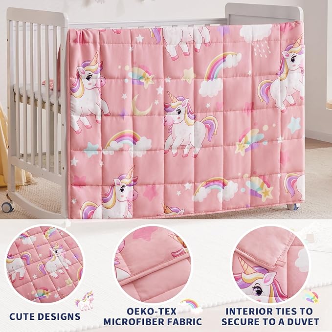 anfie Weighted Blanket Kids(40"x60" 7lbs) Weighted Blanket Cooling Blanket for Sleeping,Throw Size Breathable Blanket with Premium Glass Bead(Pink Unicorn)