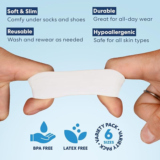 Dr. Frederick's Original Gel Toe Tubes 12 Piece Variety Pack - Small, Medium and Large Sizes - Toe Protectors & Separators for Calluses - Blisters - Corns