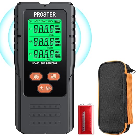 Proster 3in1 EMF Detector, Electric Magnetic Radiation Field Detector for 5G Cell Towers WiFi Smart Meters EMF Reader, or Paranormal Ghost Hunting Equipment