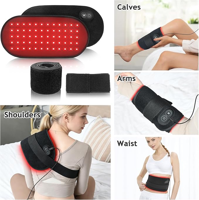 Red Light Therapy Pad for Body, 660nm & 850nm Light Therapy Wrap with Dual Straps, 5-Level Adjustable Heating for Back Waist Shoulder Knee,Portable Red Light Belt(Plug-in Version）