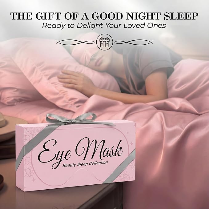 SLEEP SANCTUARY 100% Pure Mulberry Silk Sleep Mask - 22 Momme Light Blocking 3D Contour Silk Eye Mask for Sleeping - Secure Fit for Side Sleepers, Women & Men - Cloud Soft (Pink)