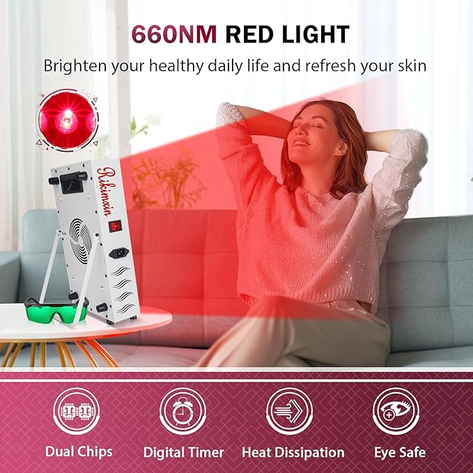 Red Light Therapy for Body Face 80 LEDs, Red Light 660nm & 850nm Near Infrared Light Therapy Device Panel, Dual Chips with Timer & Controller