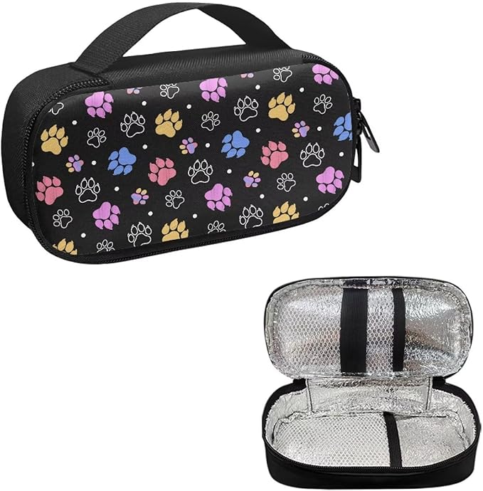 Dog Paws Insulin Pen Cooler Travel Case Diabetic Medication Insulated Cool Organizer for Insulin Pen and Other Diabetic Supplies Easy to Use and Clean