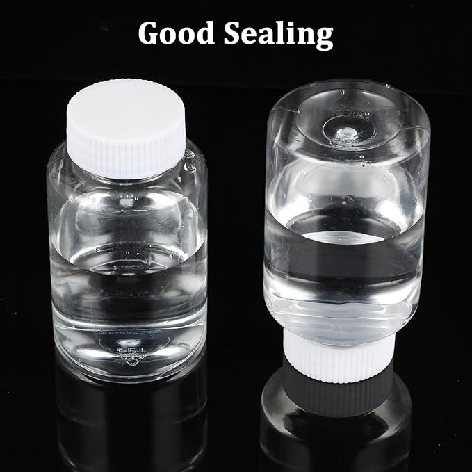 Sibba Clear Pill Bottle 6 Pcs Empty Medicine Organizers 80ML Plastic Dispenser Jar Powder Storage Transparent Reagent Containers Leak Proof Caps Receptacle Large Bottles Fit Home Counter Toiletries
