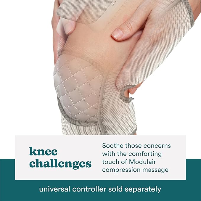 HoMedics Modulair Compression Knee Wrap Massager – Overlapped Compression Therapy with 4 Programs, Adjustable Intensity, Heat Settings, (Battery Sold Separately)