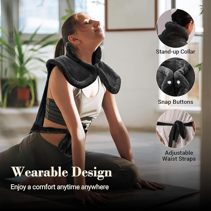 COMFIER Large Heating Pad for Back, Gifts for Mom Dad Her Him, Heating Pad for Neck and Shoulder, Heat Pads, Neck Heated Wrap, Auto Shut Off, 3 Temperature Levels, Black
