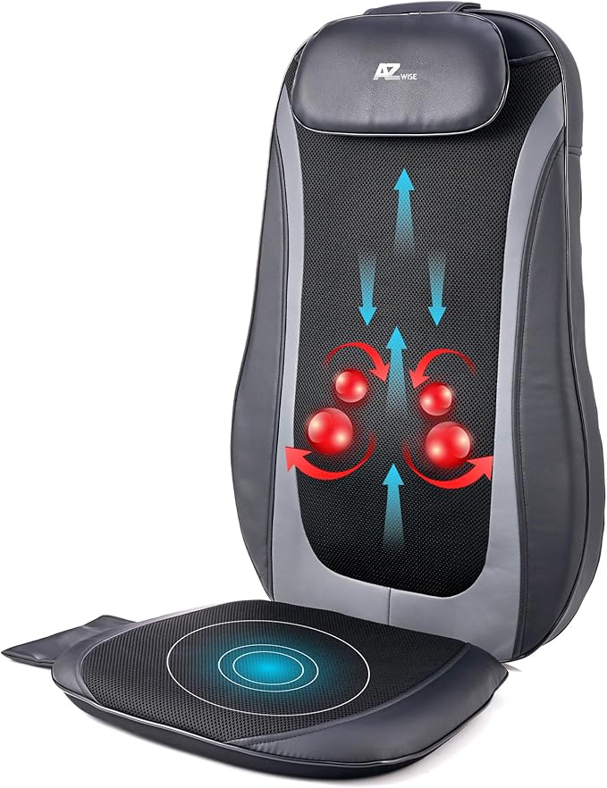 Back Massager with Heat, Shiatsu Massage Chair Pad for Back Pain, Rolling Kneading Massage Seat Cushion, Gifts for Women/Men, Stress Relax at Car Home Office