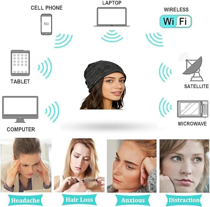 Amerthing Faraday Hat,Silver Fiber Faraday Slouch Beanie,Knitted Protection Cap