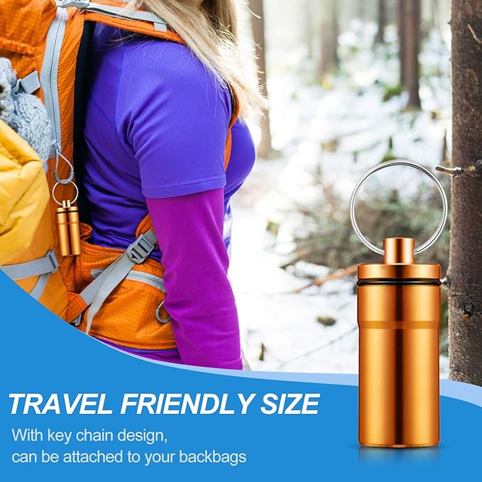 Hotop 14 Pieces Pill Holder Keychain Portable Pill Case Waterproof Aluminum Keychain Tablet Container Mini Metal Tablet Boxes Storage for Purse Outdoor Camping Travelling, Weekly 7 Day, 7 Colors
