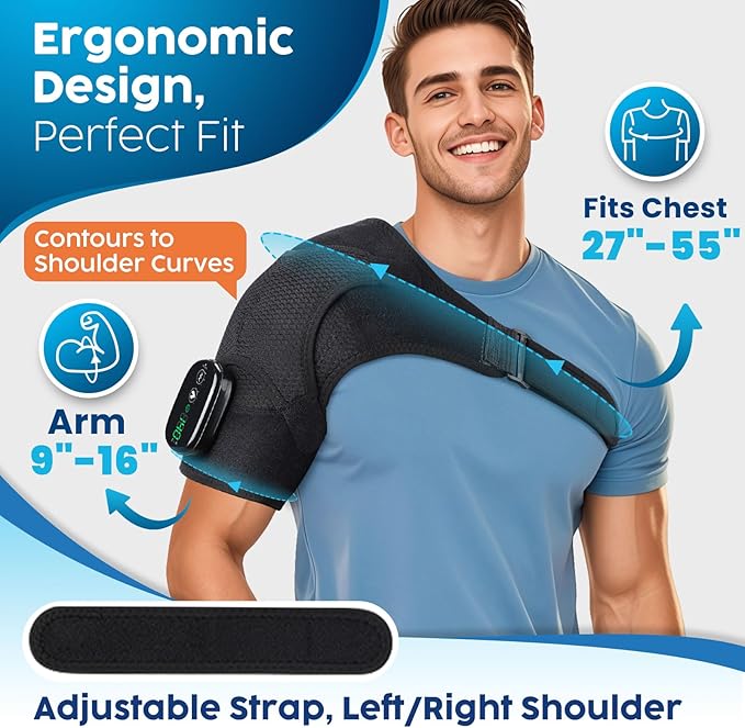 Cordless Shoulder Heating Pad with Massage, FSA Eligible Items List, Heated Shoulder Wrap Massager for Pain Relief Deep Tissue, Rotator Cuff Heating Pad, HSA Approved Products Only