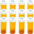 Pill Bottles with Child Resistant Cap, Prescription Vials - Push Down and Turn - Empty Medicine Plastic Containers Safety Cover for Personal Medication & Pharmacy (16dram, Amber, 12pcs)