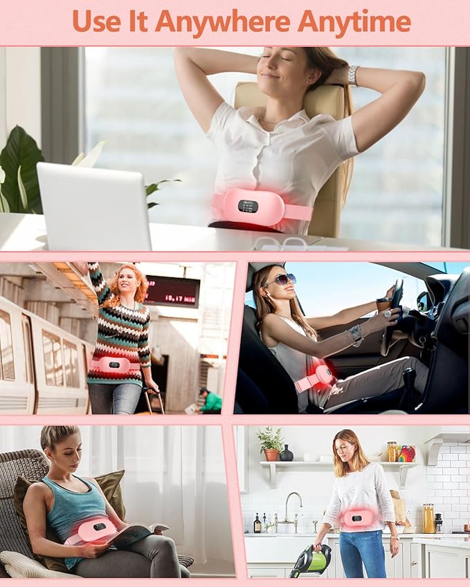 Heating Pad for Period Cramps,Upgrade Portable Heating Pads with Display&4 Timer Auto Off,Cordless Menstrual Heating Pad Back Pain Relief Belt with Massager Her Women Girls Stocking Stuffers