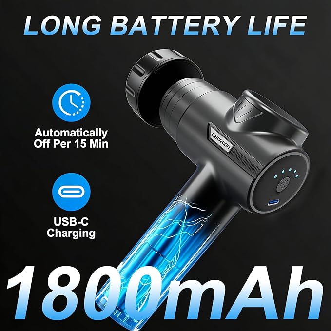Massage Gun with Heat, Deep Tissue Neck Massager Gun Back Massager for Pain Relief with 5 Heads & 6 Speeds Portable - Birthday Gifts for Men Women