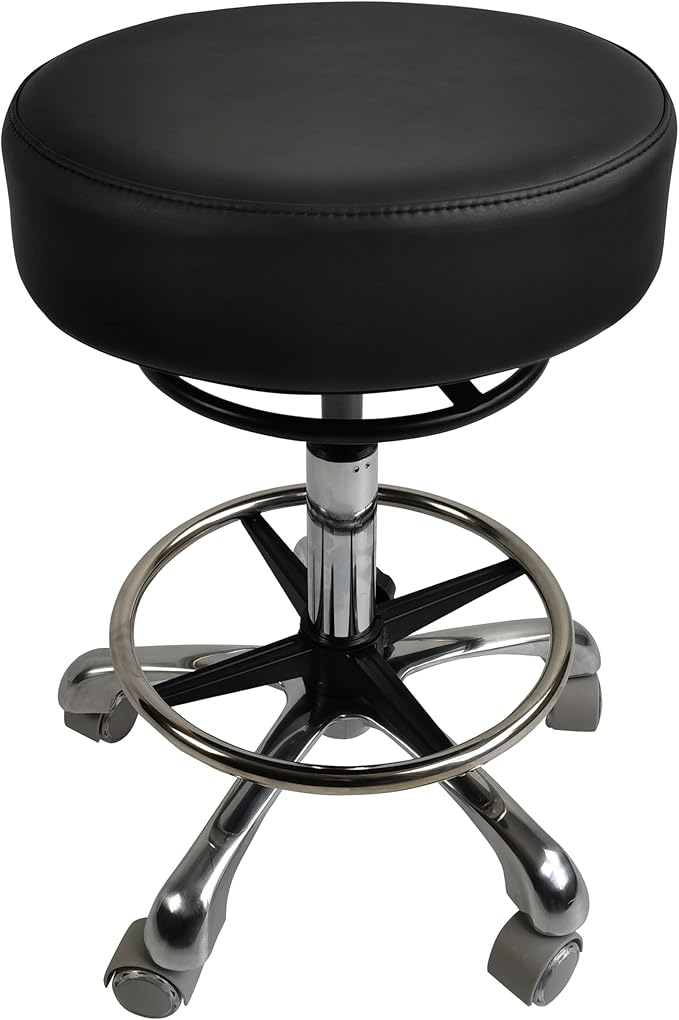 16''Wide seat Upgrade,4''Thick,Medical-Grade Leather,Heavy Duty Rolling Stool With Wheels 500lb Capacity, Upgrade Oversized Height Adjust Ring Easy to Reach ,For lab Doctor Massage Medical