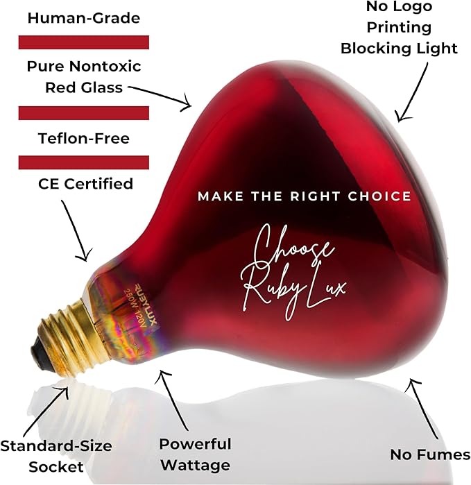 RubyLux NIR-A Near Infrared Bulb Grade A - 250W Red 1 Count