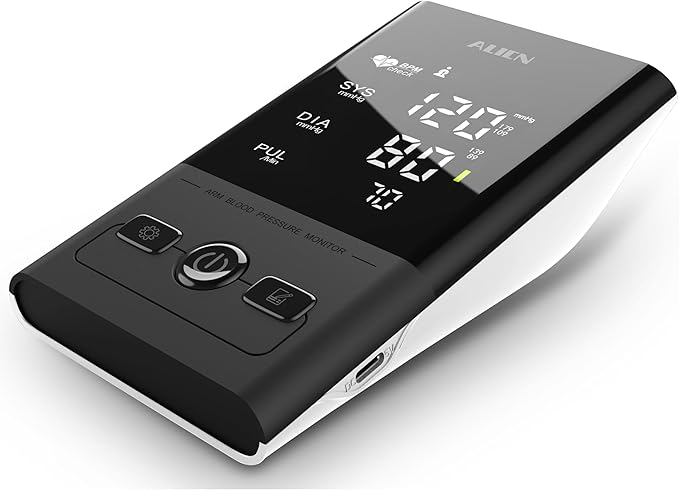 Automatic Upper Arm Blood Pressure Monitor, Large Display Dual User 2x90 Memory, Digital BP Machine with (8.5"-16.5") Adjustable Cuff, Fast & Accurate BP Monitor (Black/White-AES392)