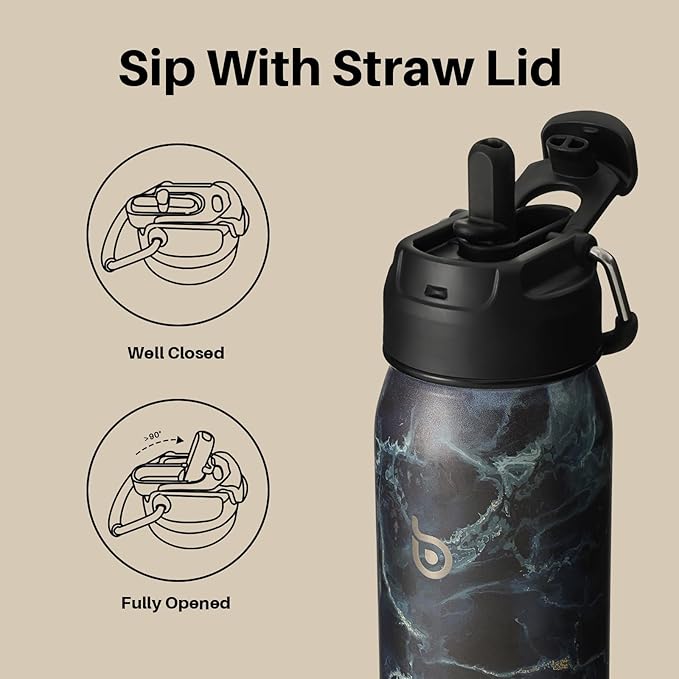 BOTTLE BOTTLE 24oz Insulated Water Bottle Stainless Steel Sport Water Bottle with Straw and Adjustable Lid Daily Pill Organizer