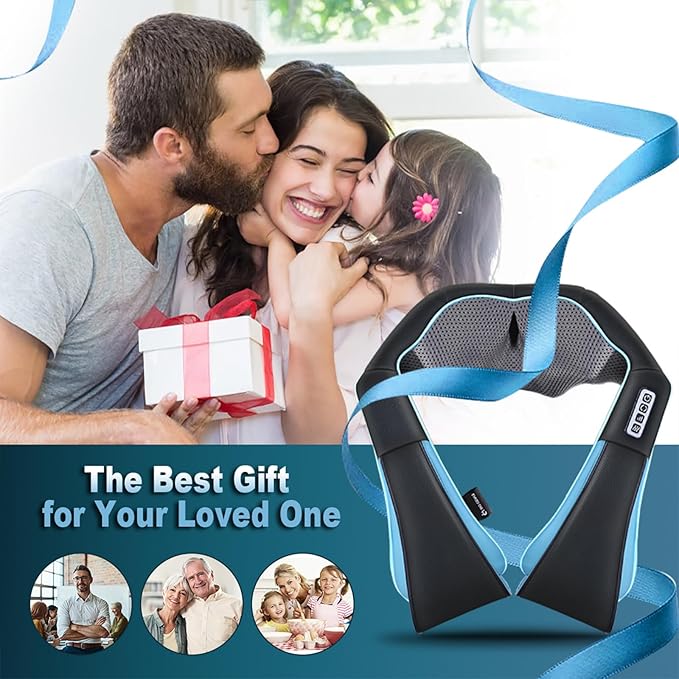 Mo Cuishle Shiatsu Back Shoulder and Neck Massager with Heat, Electric Deep Tissue 4D Kneading Massage, Best Gifts for Women Men Mom Dad, Fathers Day, Mothers Day, Christmas Gifts