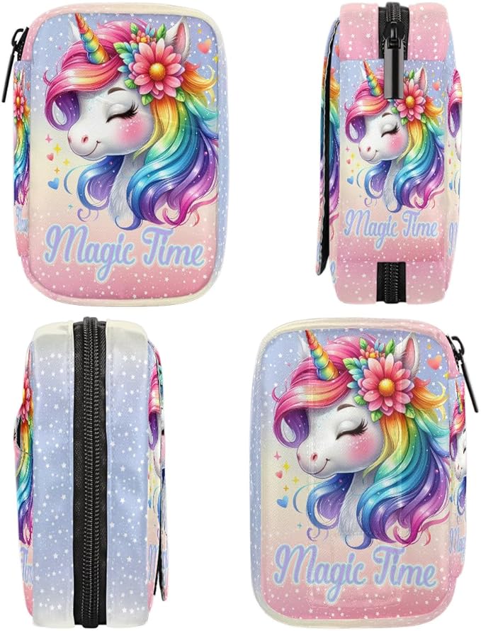 Animal Flower Rainbow Unicorn Travel Pill Organizer Box Weekly Portable Pill Case Daily Pills 7 Day Small Birth Control Pills Container Removable Compartments for Medicine Vitamins Fish Oil