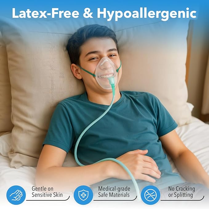 Oxygen Tubing 2 x 50 Ft Continuous Non Kinking High Flow, Medical Grade Universal Oxygen Hoses for Home Use, Compatible w/Standard Oxygen Therapy Devices & Connectors, O2 Tubing for Concentrator