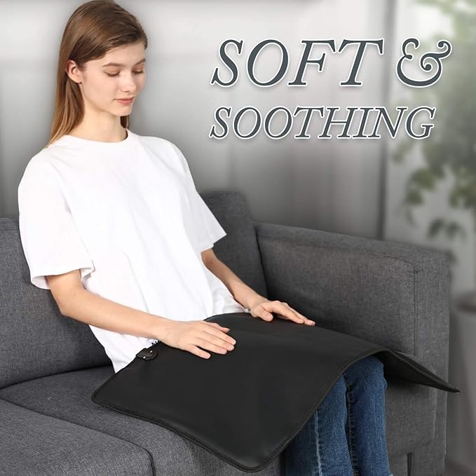 Far Infrared Heating Pad with Natural Jade and Tourmaline Stones - EMF-Free FIR Heat Mat for Back, Shoulder Comfort - Smart Memory Controller, Auto Shut-Off, Travel Bag (26" x 16.5") 2025Upgraded