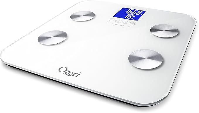 Ozeri Touch 440 Lbs Total Body Weight Scale (Body Fat, Muscle, Bone, Weight & Hydration), Auto Recognition Bath Scale with Infant Tare