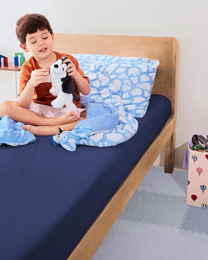 REST® Evercool®+ Fitted Sheet, Twin Size, Midnight Blue, 13" Deep (up to 15’’), Breathable Bedding for Hot Sleeper and Night Sweats, Bed Sheet with Ionic+ Self-Cleaning Silver Yarn for Sensitive Skin